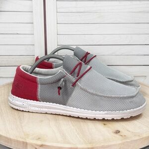 Hey Dude Wally Sox Funk Slip On Casual Shoe Grey Red Mens Size 10